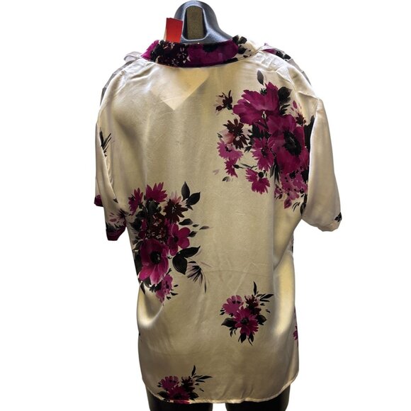 NWT St. John Collection  Floral Ruffle Blouse Rose Multi Color 16 - Picture 2 of 5